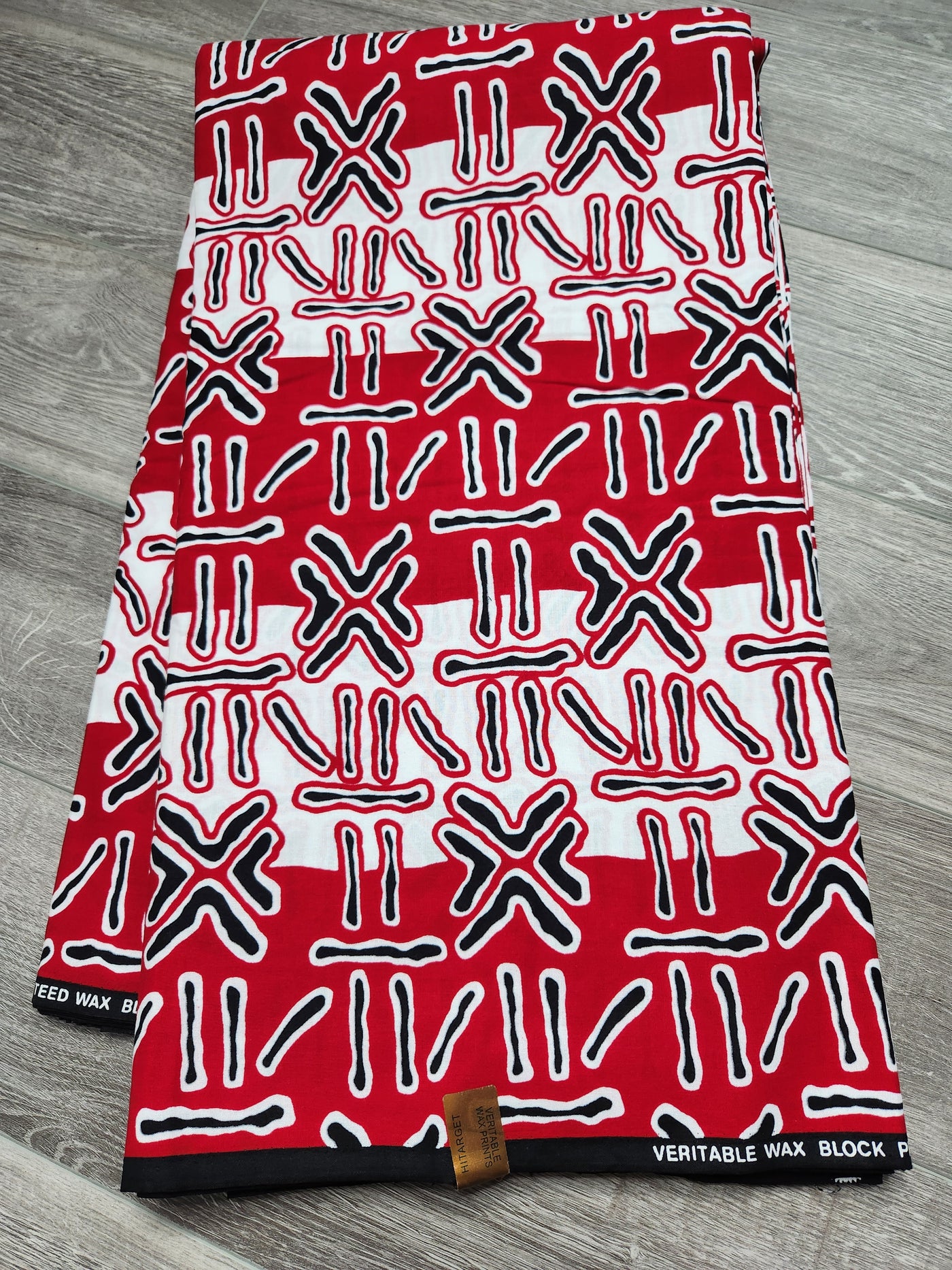 White and Red Tribal African Print Fabric, Ankara Fabric
