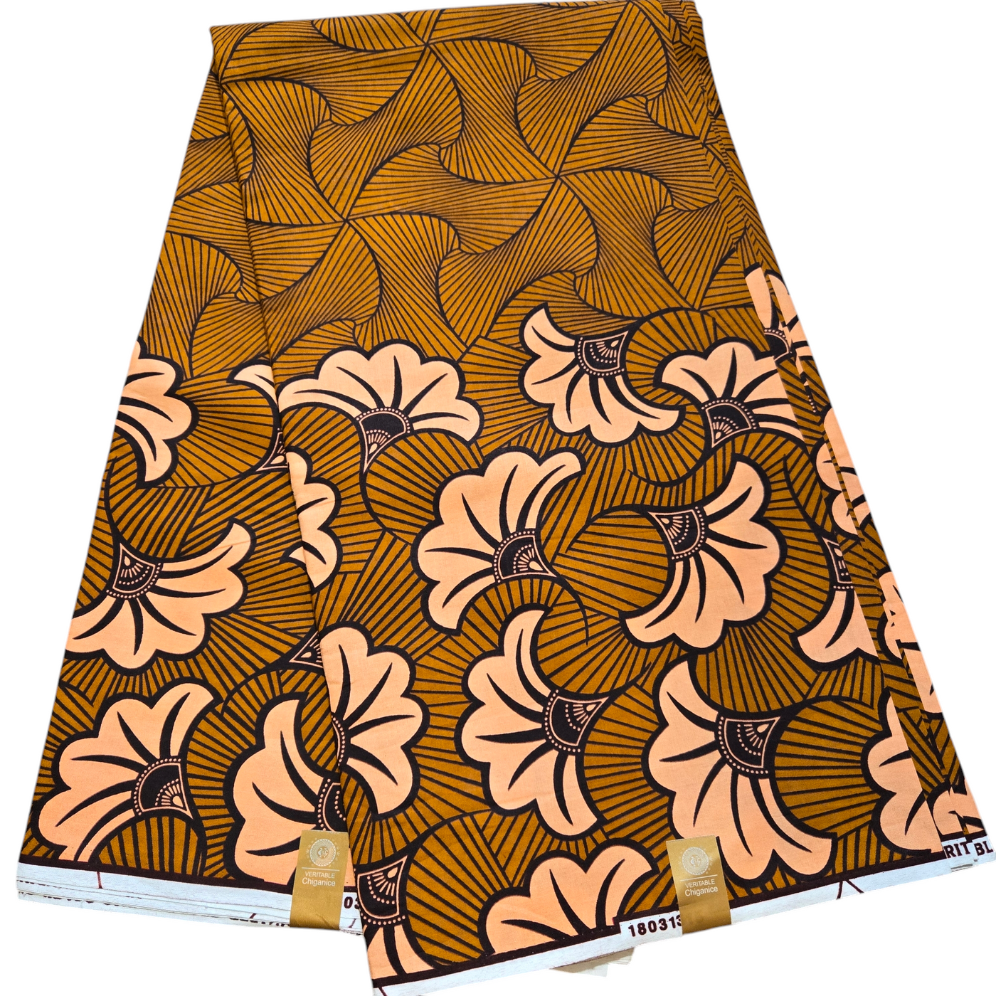 Brown and Peach African Print Fabric, Ankara Fabric, 100% Cotton Fabric