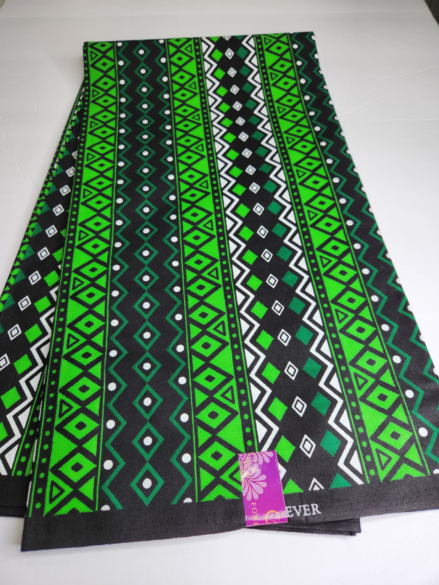 Green and White African Ankara Print Fabric in 3yards
