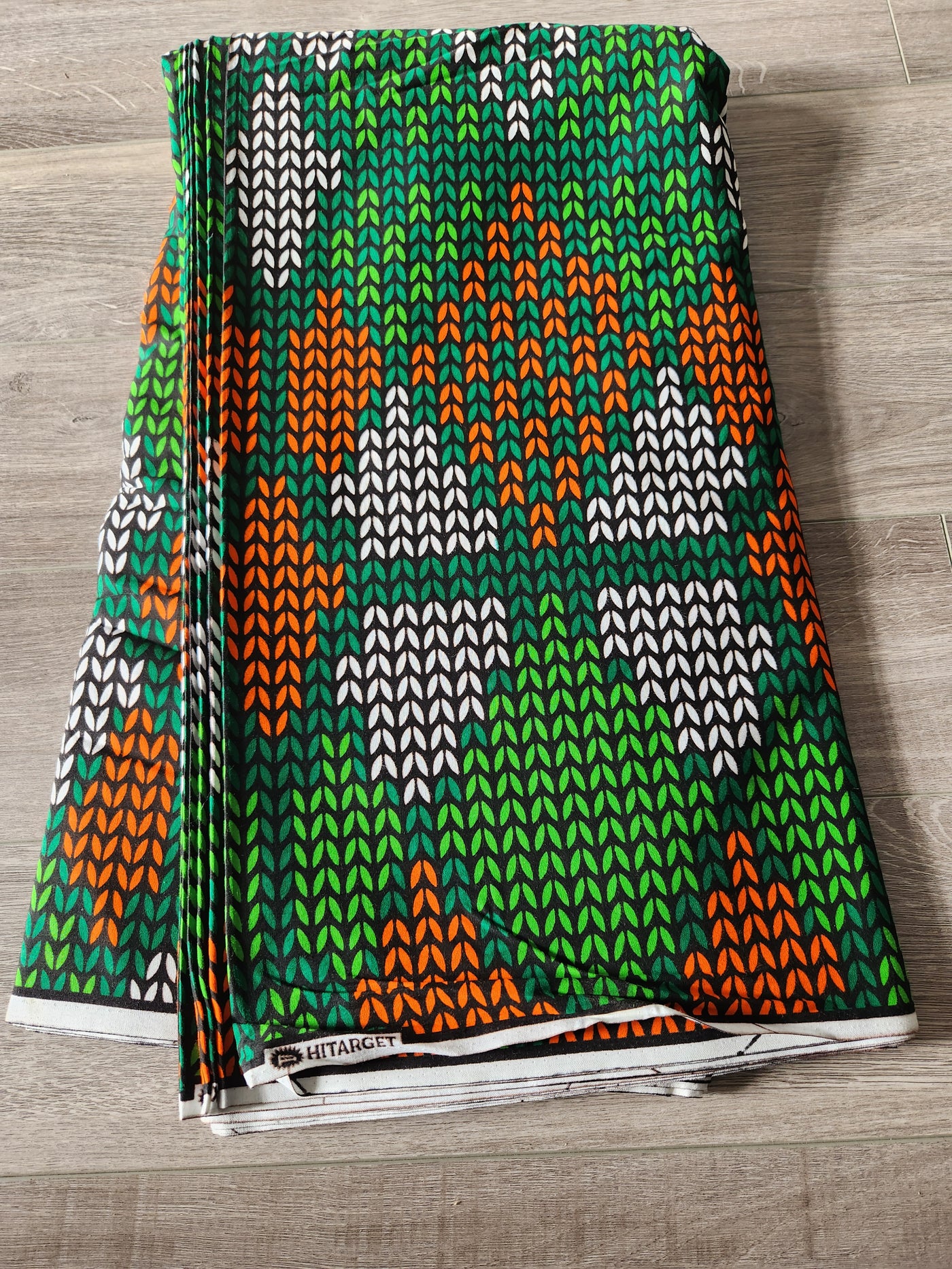 Green and Orange African Ankara Fabric, AF215