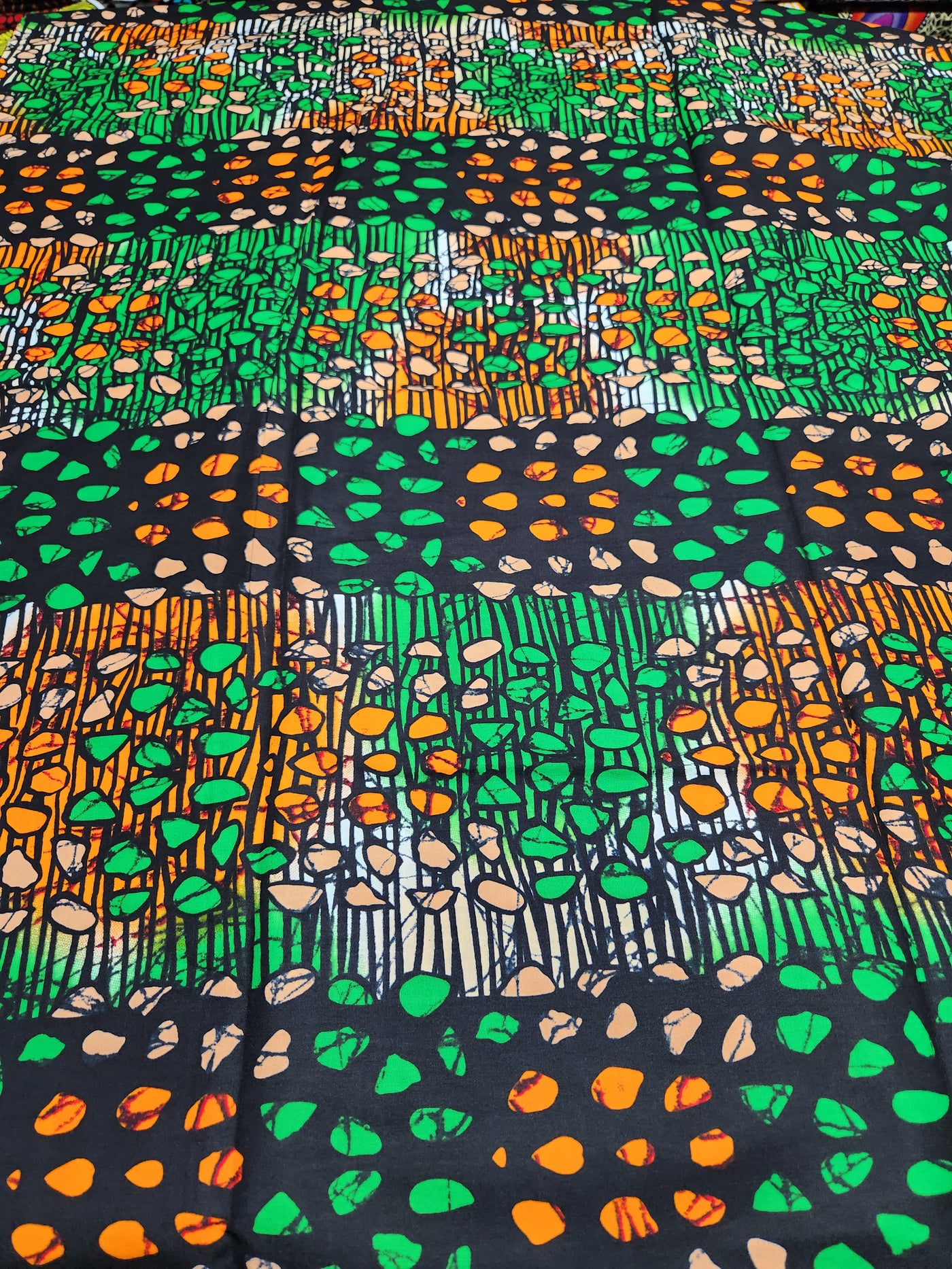 Orange and Green Ankara Print Fabric ACS2198