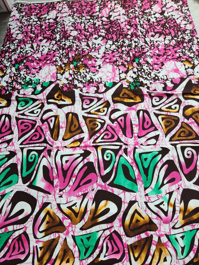 Pink and Brown African Print Fabric, Ankara Fabric
