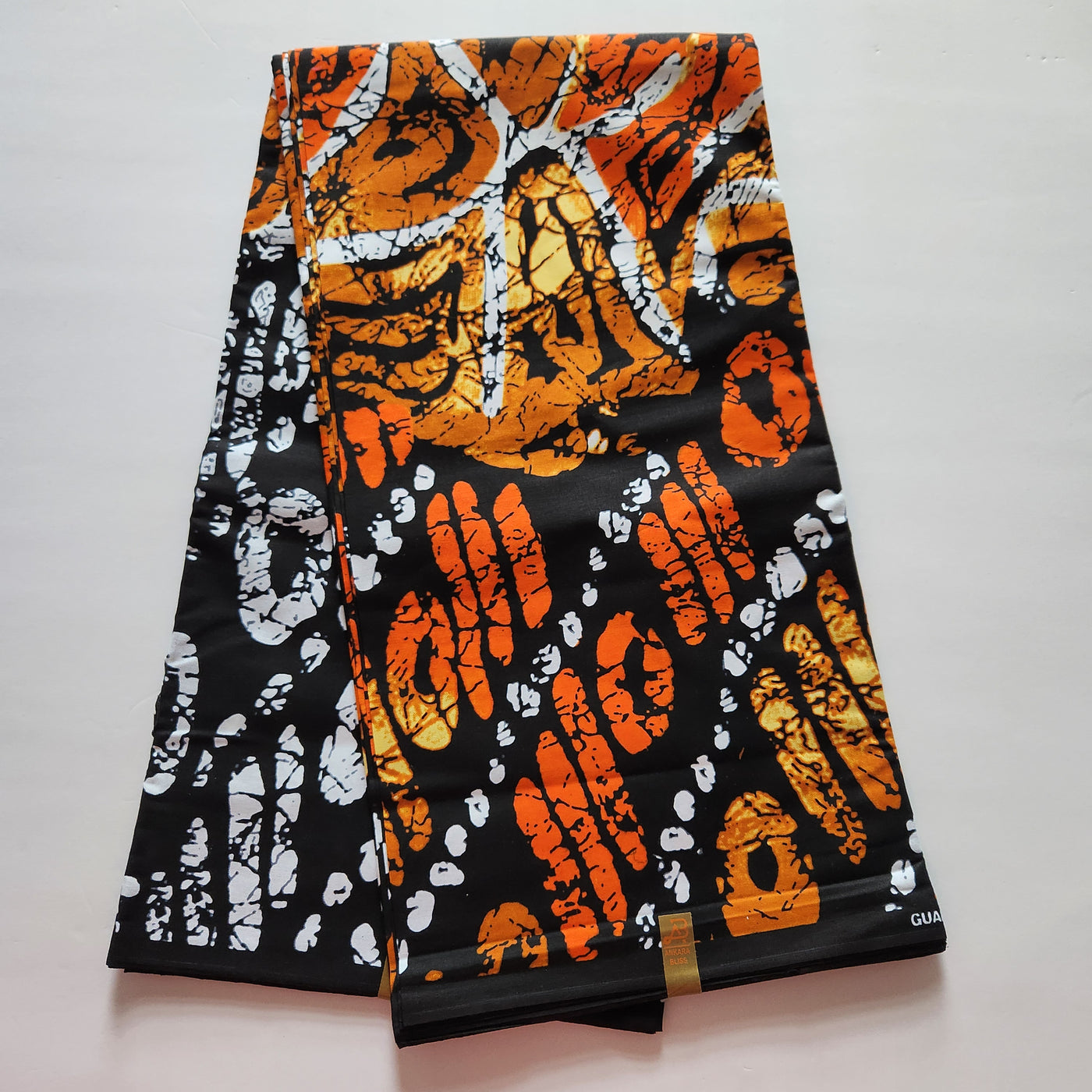 Orange, Black and White African Print Fabric, Ankara Fabric, AF295