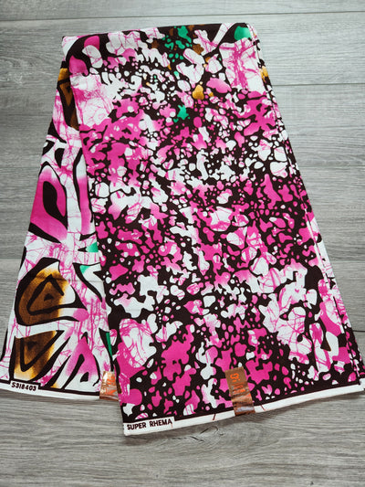 Pink and Brown African Print Fabric, Ankara Fabric
