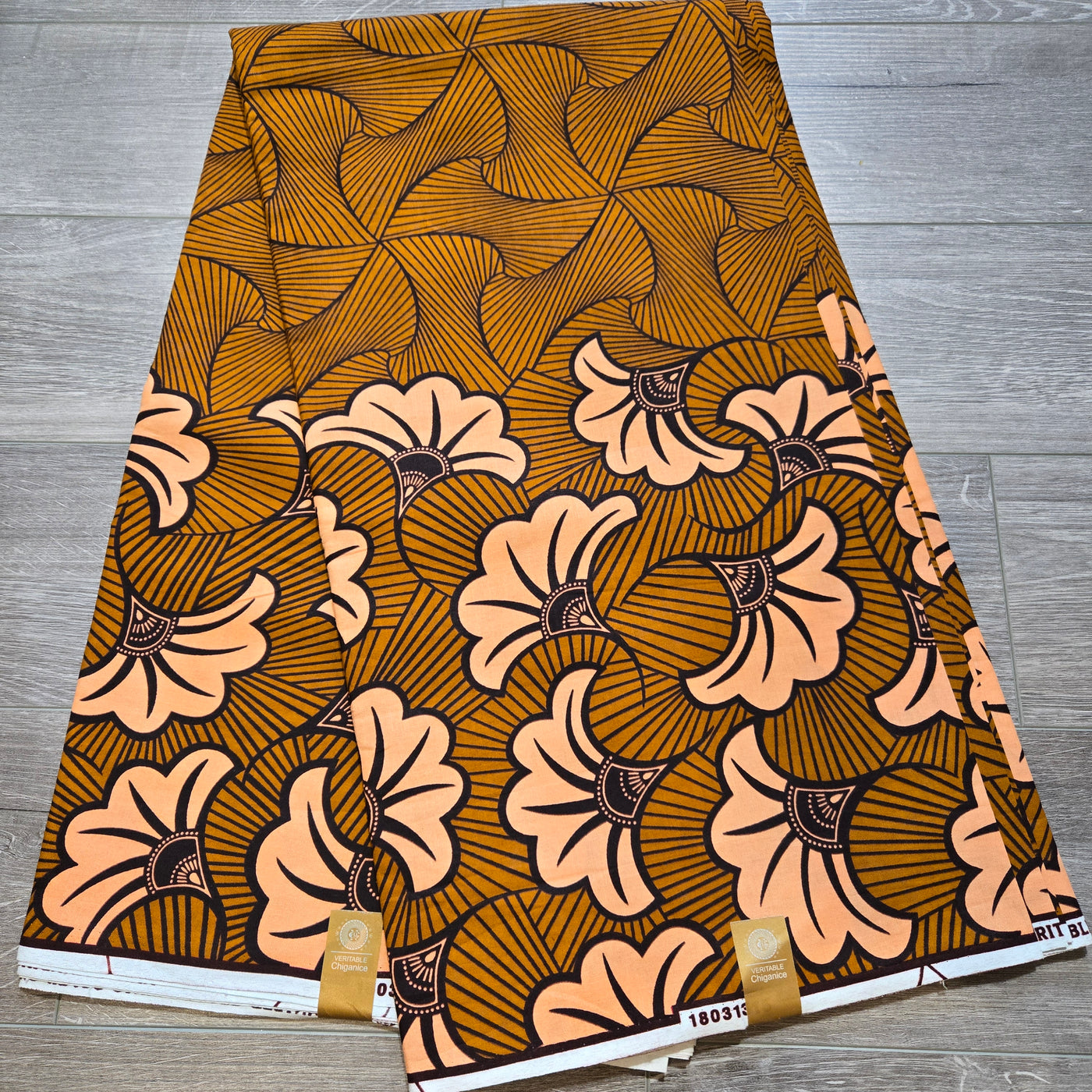 Brown and Peach African Print Fabric, Ankara Fabric, 100% Cotton Fabric