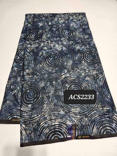Gray African Print Ankara Fabric ACS2233