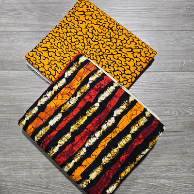 Brown and Yellow Mix and Match Tribal African Print Fabric, Ankara Fabric