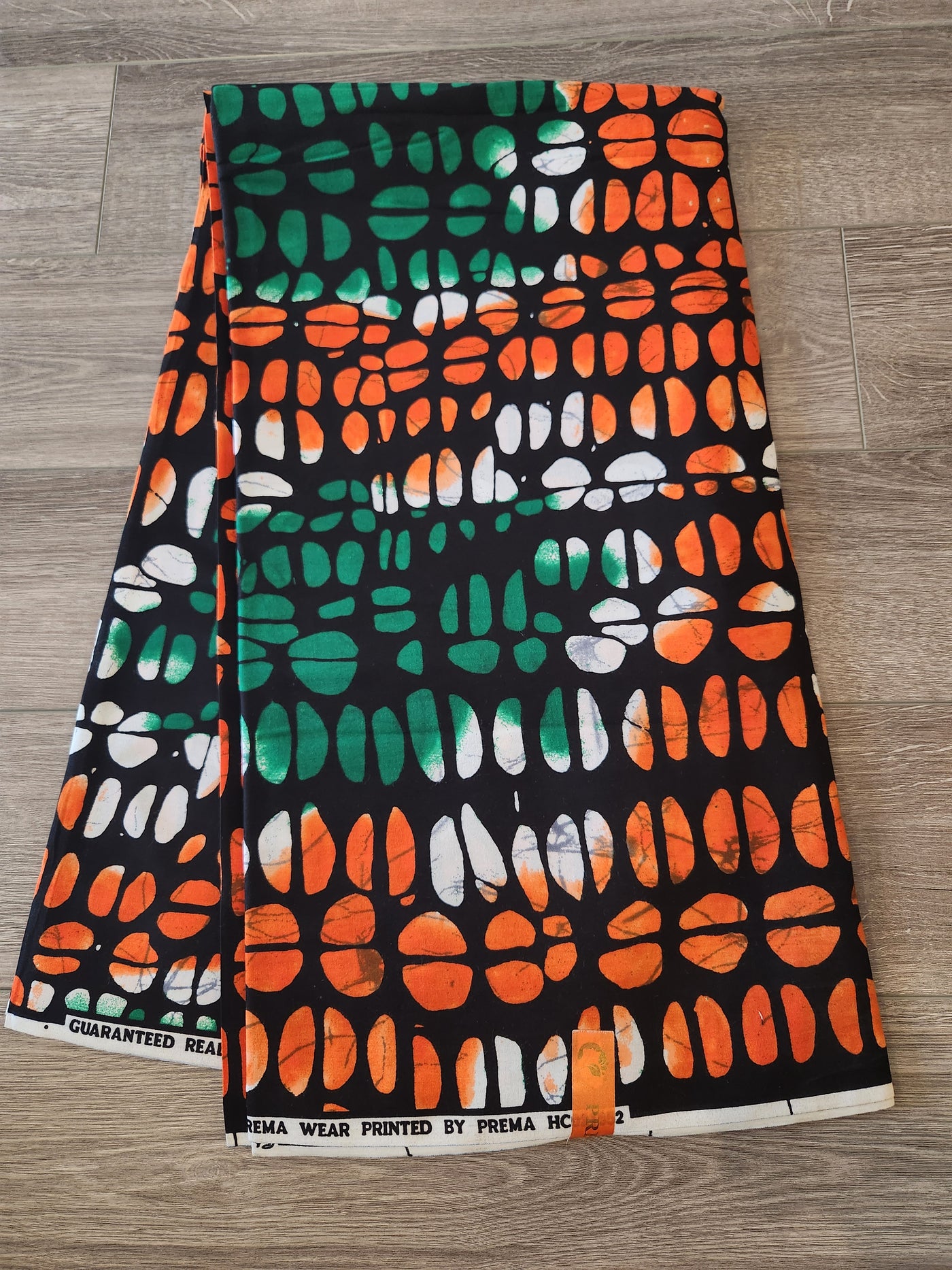 Green and Orange African Print Fabric, Ankara Fabric AF45