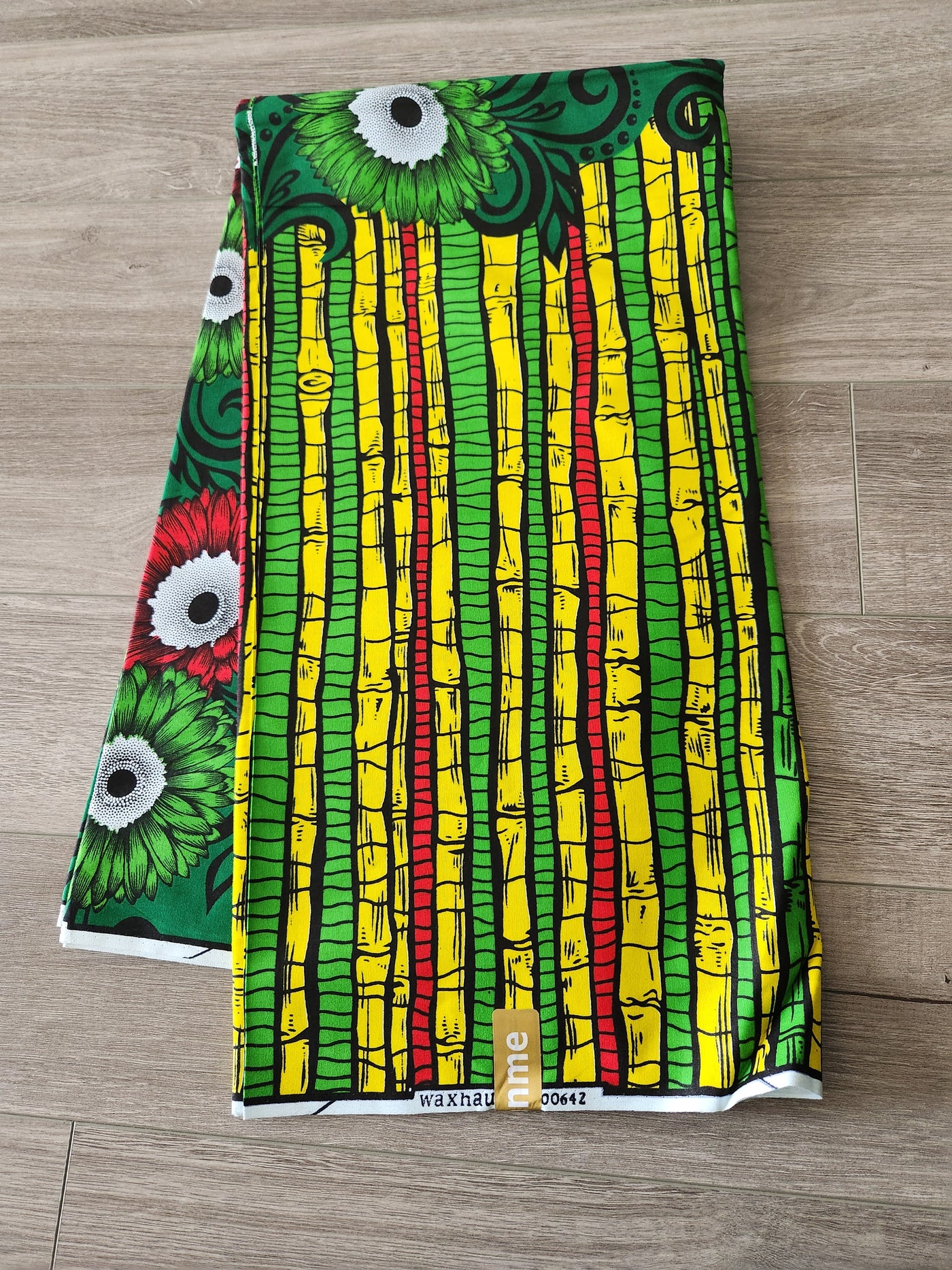 Green and Red African Print Fabric, Ankara Fabric AF42