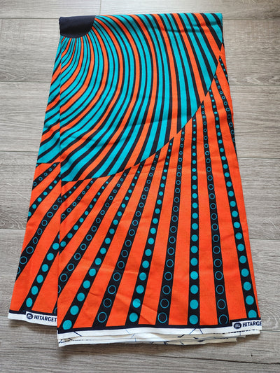 Orange and Teal African Print Fabric, Ankara Fabric, AF231