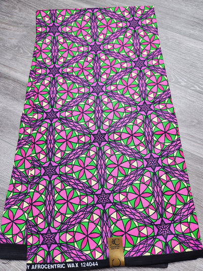 Pink and Green Multicolor African Print Fabric, Ankara Fabric
