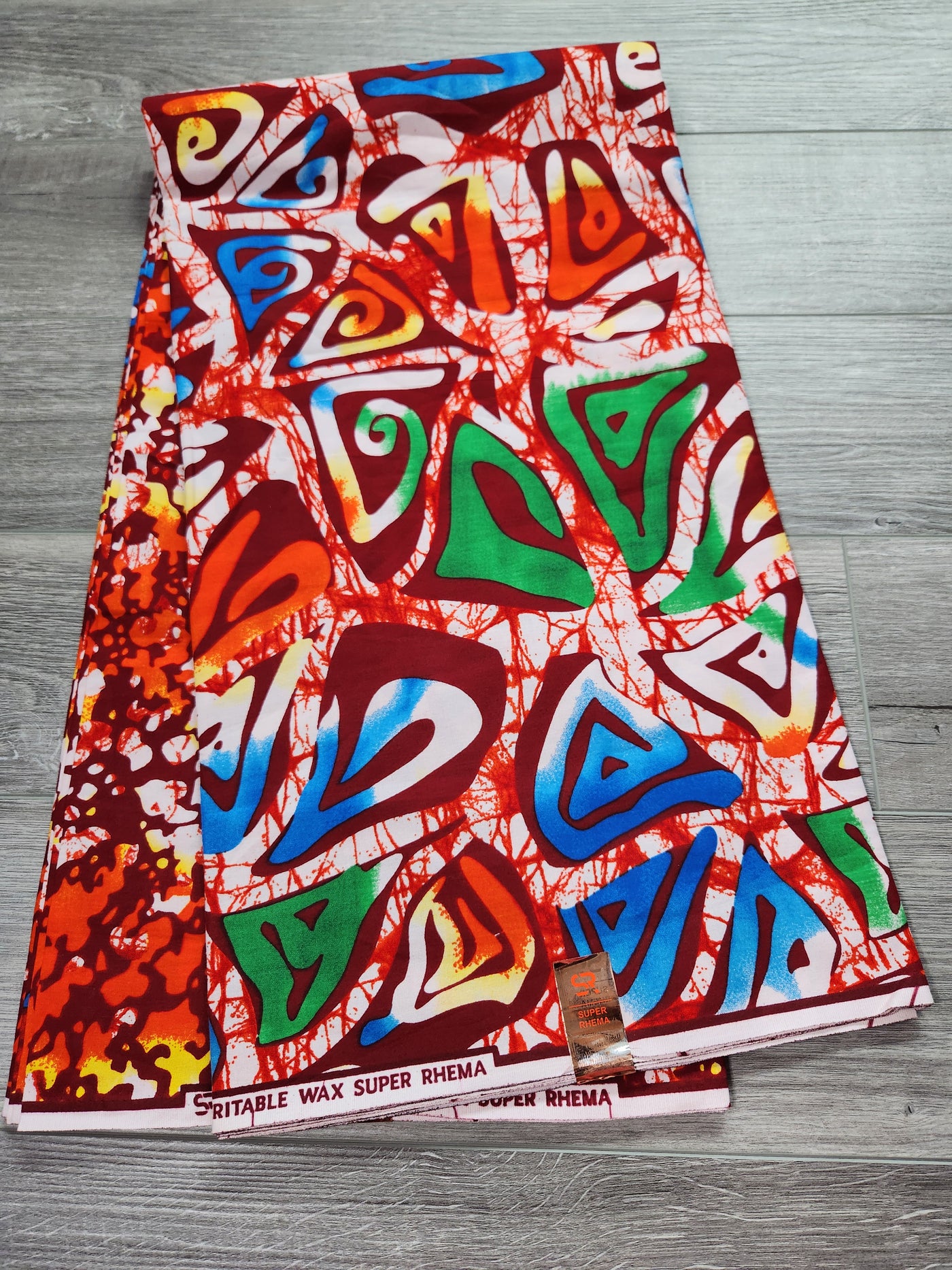 White and Orange African Print Fabric, Ankara Fabric