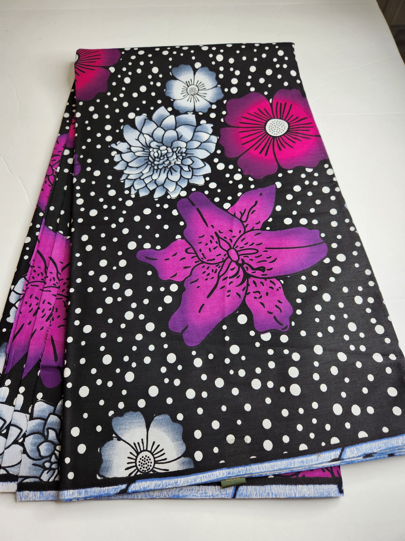 Black and Purple African Ankara Print Fabric