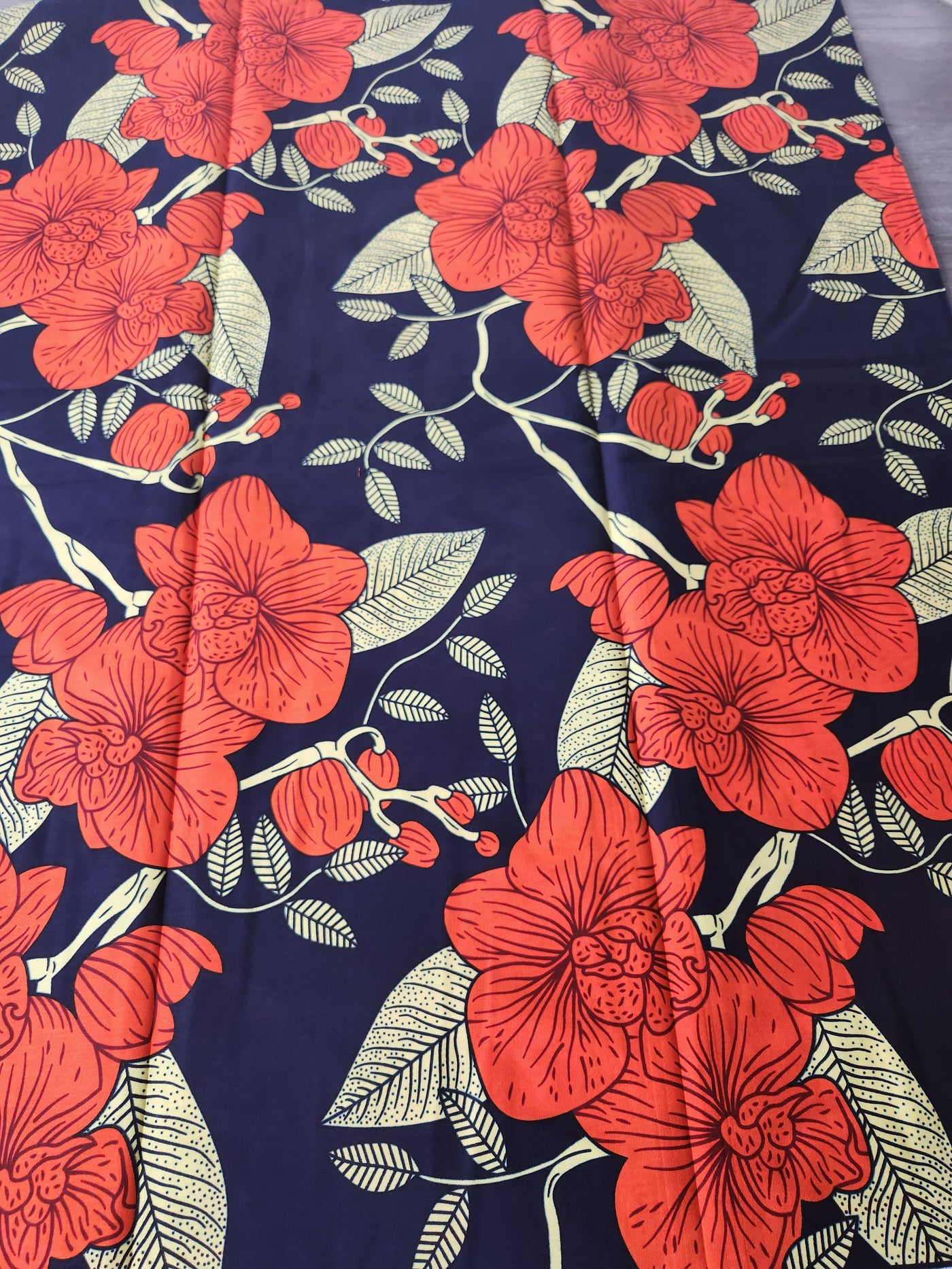 Navy and Orange African Print Fabric, Ankara Fabric, AF146