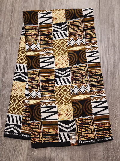 Brown Tribal African Print Fabric, Ankara Fabric AF3