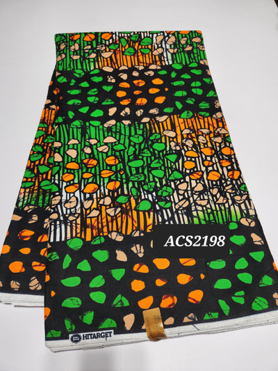 Orange and Green Ankara Print Fabric ACS2198