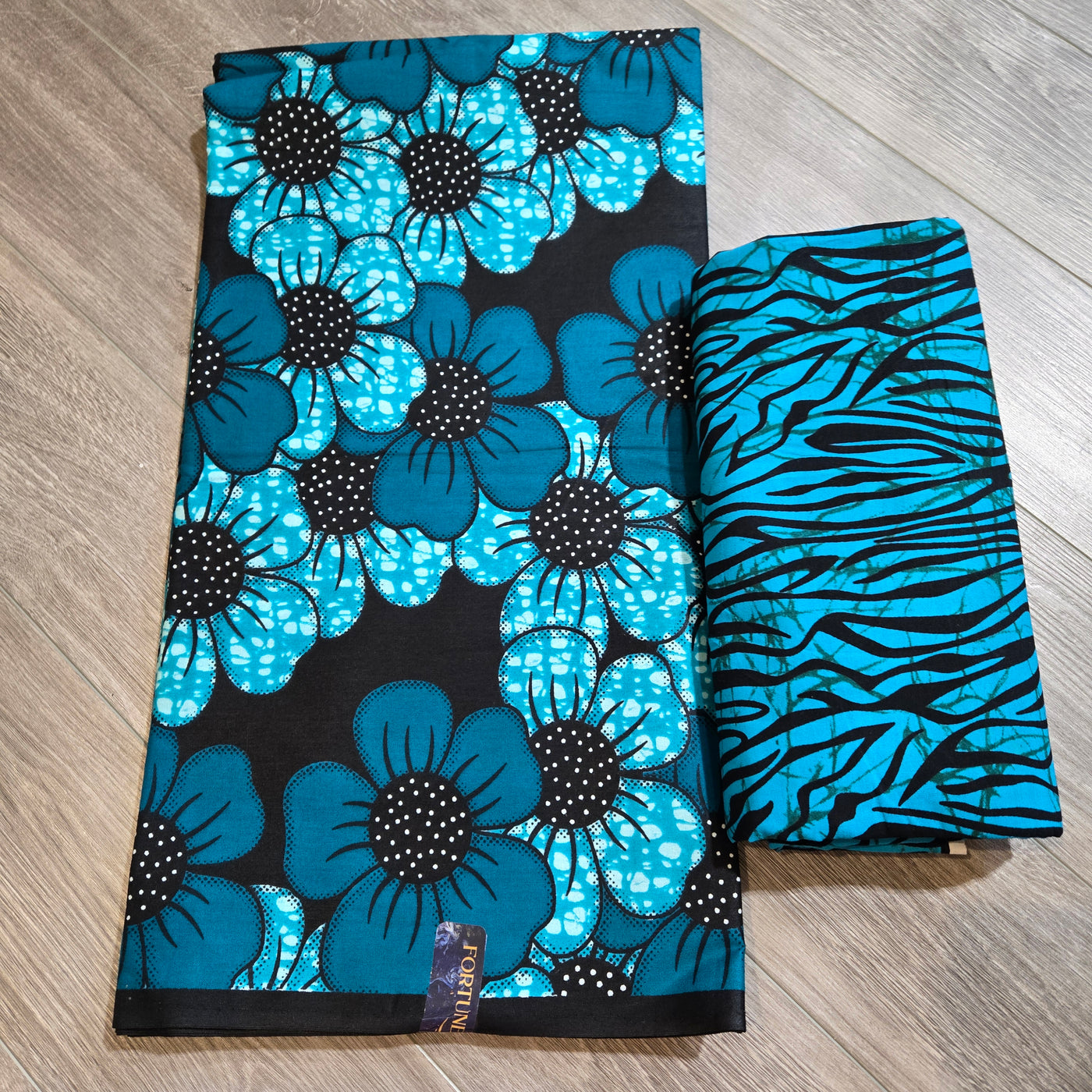 Teal and Black Mix and Match African Print Fabric, Ankara Fabric, 100% Cotton Fabric