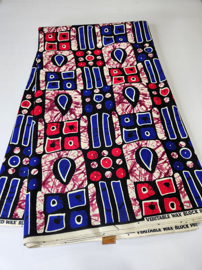 Pink and Blue Ankara Print Fabric