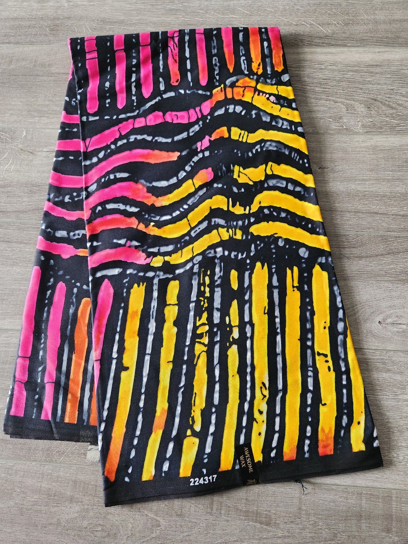 Black, Yellow and Pink African Print Fabric, Ankara Fabric, AF198