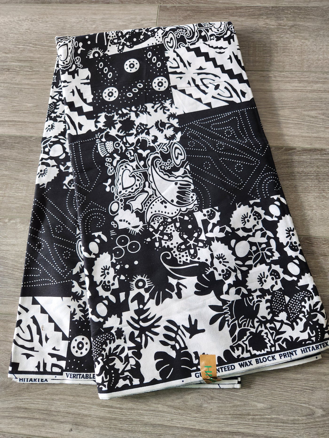 White and Black Patchwork African Print Fabric, Monochrome Fabric,Ankara Fabric, AF130