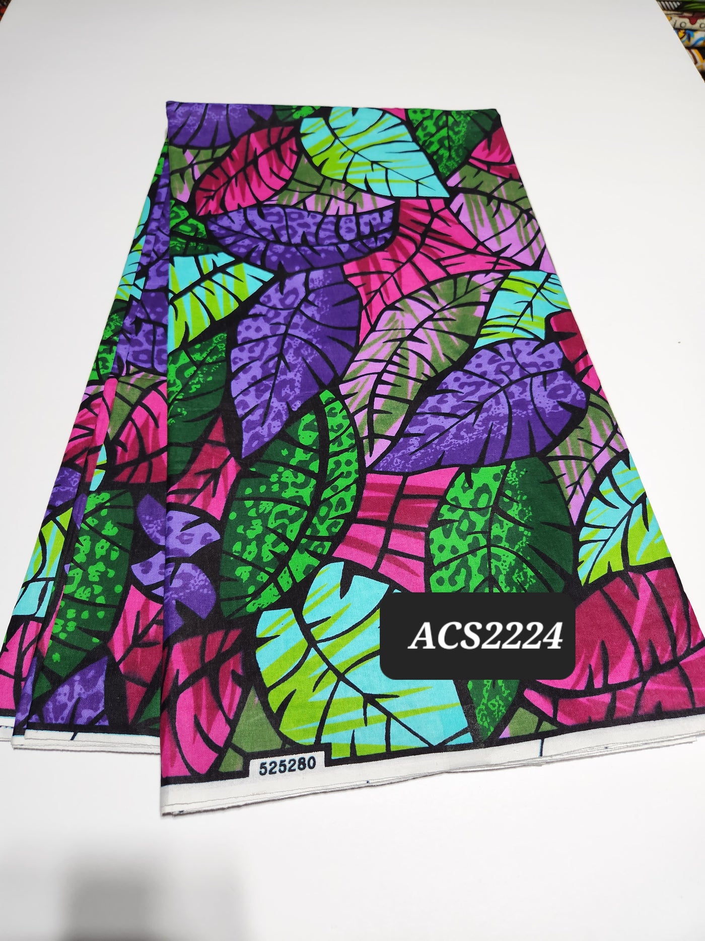Green, Purple, and Pink African Print  Ankara Fabric ACS2224