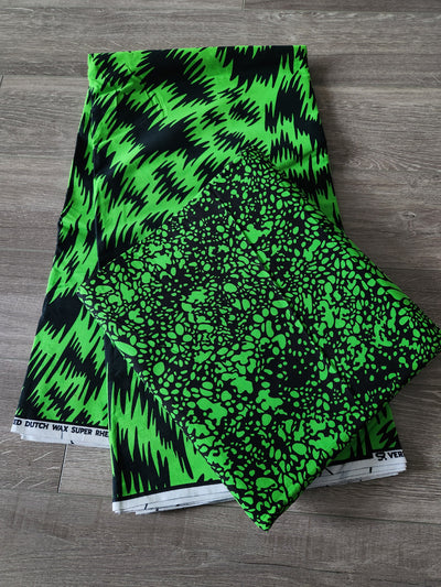 Green and Black Mix and Match African Fabric