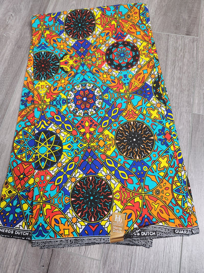 Orange and Green African Print Fabric, Ankara Fabric