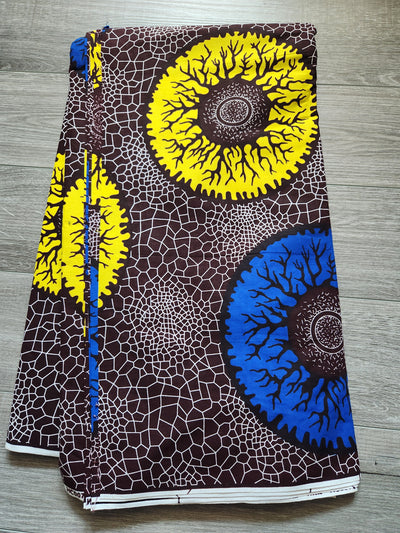 Brown and Blue African Print Fabric, Ankara Fabric, AF227