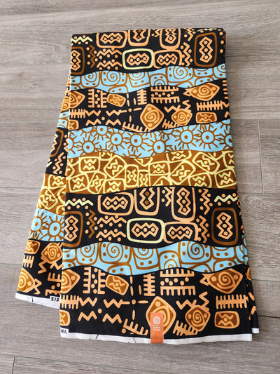 Black and Brown African Print Fabric, Ankara Fabric AF39