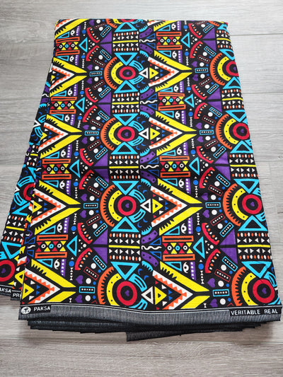 Purple and Yellow Tribal African Print Fabric, Ankara Fabric