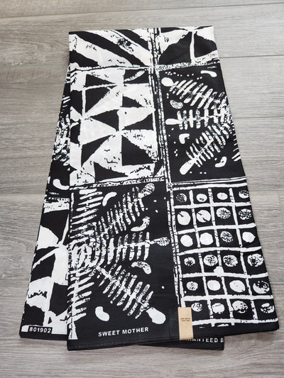 Black and White Monochrome Patchwork, Black and White Ankara Fabric