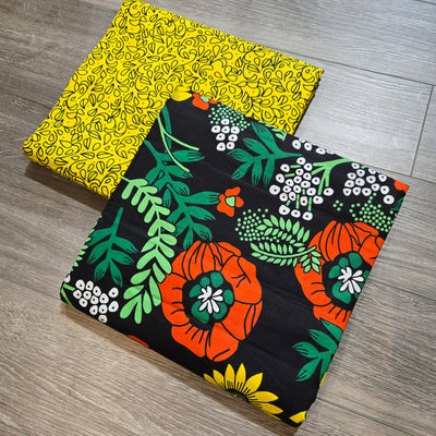 Black, Green and Yellow Mix and Match African Print Fabric, Ankara Fabric, 100% Cotton Fabric