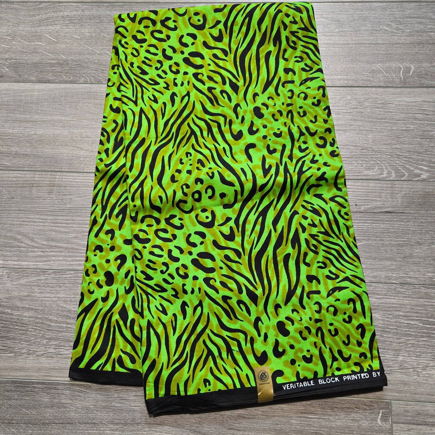 Lime Green and Black African Print Fabric, Ankara Fabric, 100% Cotton Fabric, AF358