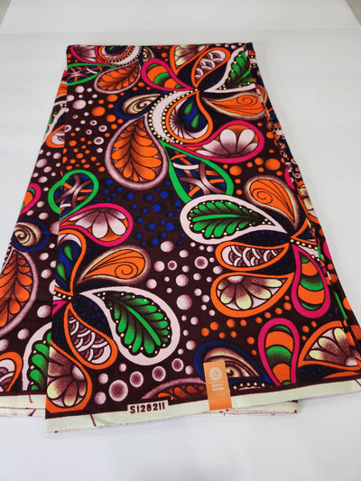 Brown and Orange Ankara Print Fabric