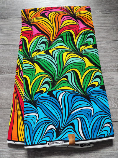 Orange and Green African Print Fabric, Ankara Fabric, AF249