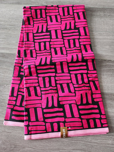 Pink and Black Ankara Print Fabric