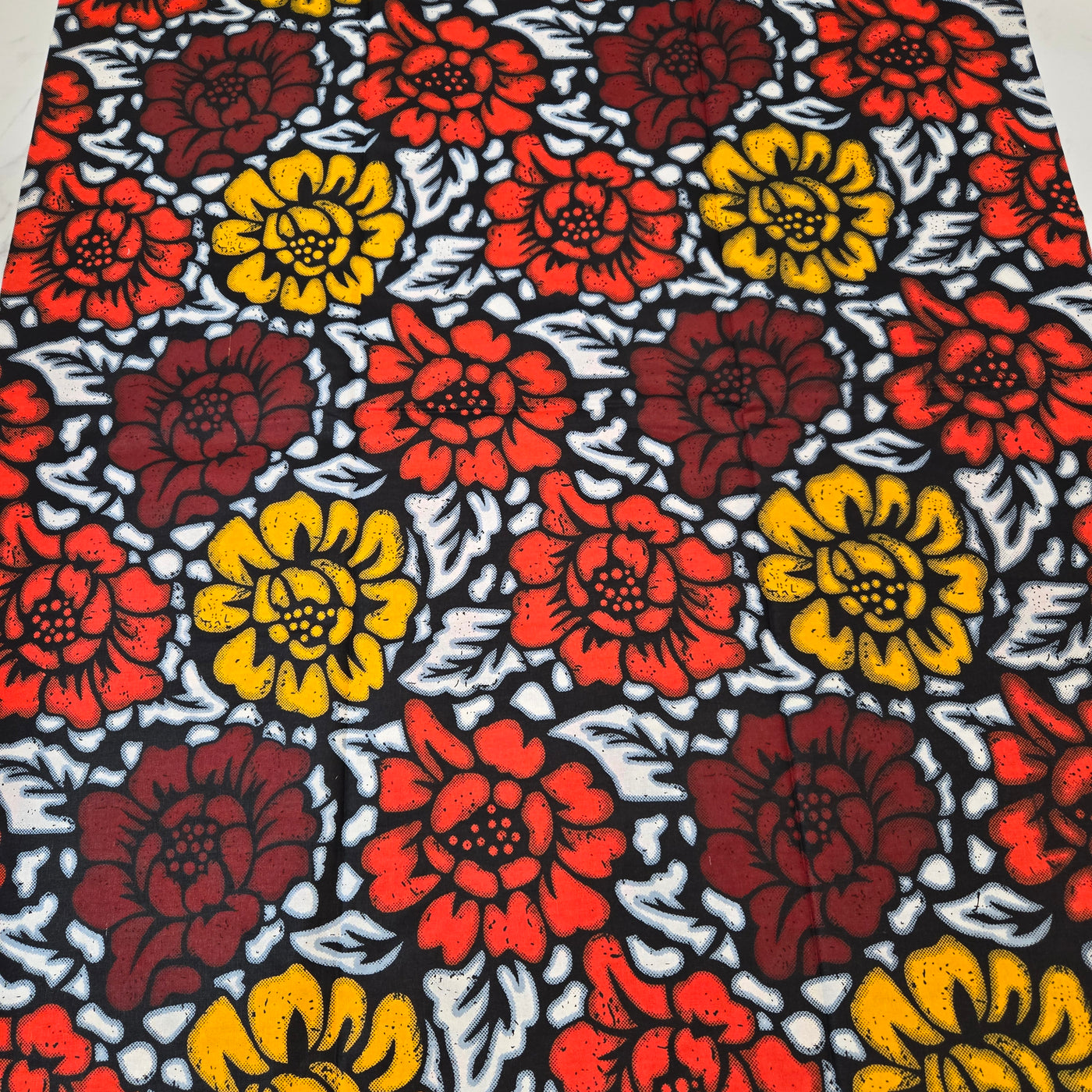 White, Red and Yellow African Print Fabric, Ankara Fabric, AF331