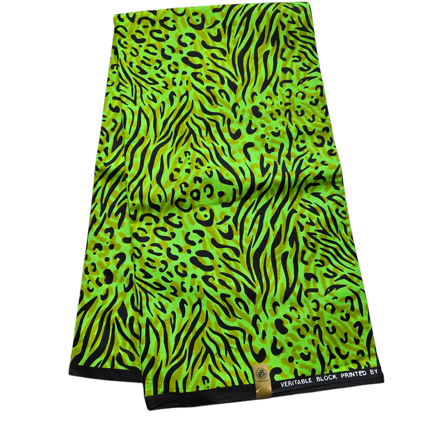 Lime Green and Black African Print Fabric, Ankara Fabric, 100% Cotton Fabric, AF358