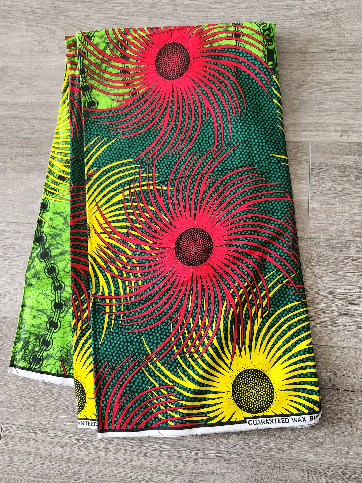 Green and Red African Print Fabric, Ankara Fabric AF41