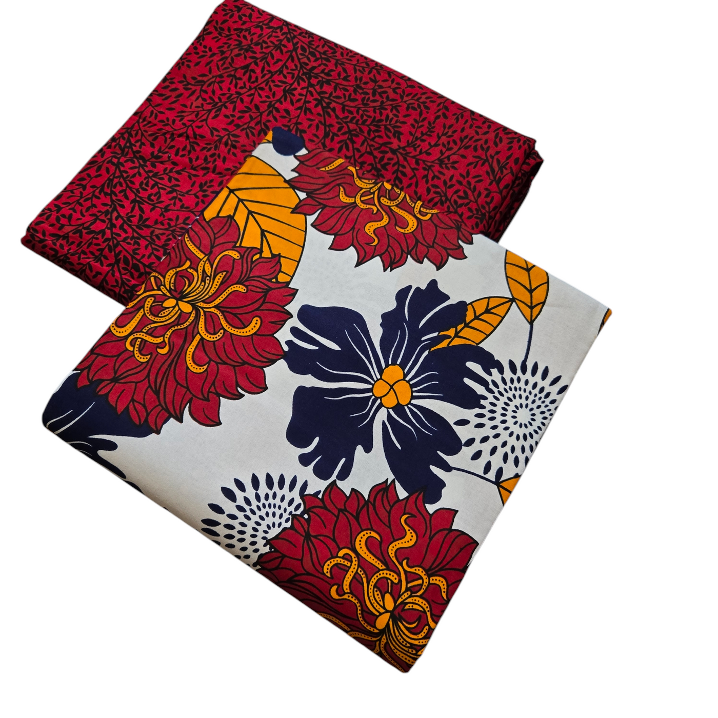 White and Red Mix and Match African Print Fabric, Ankara Fabric, 100% Cotton Fabric