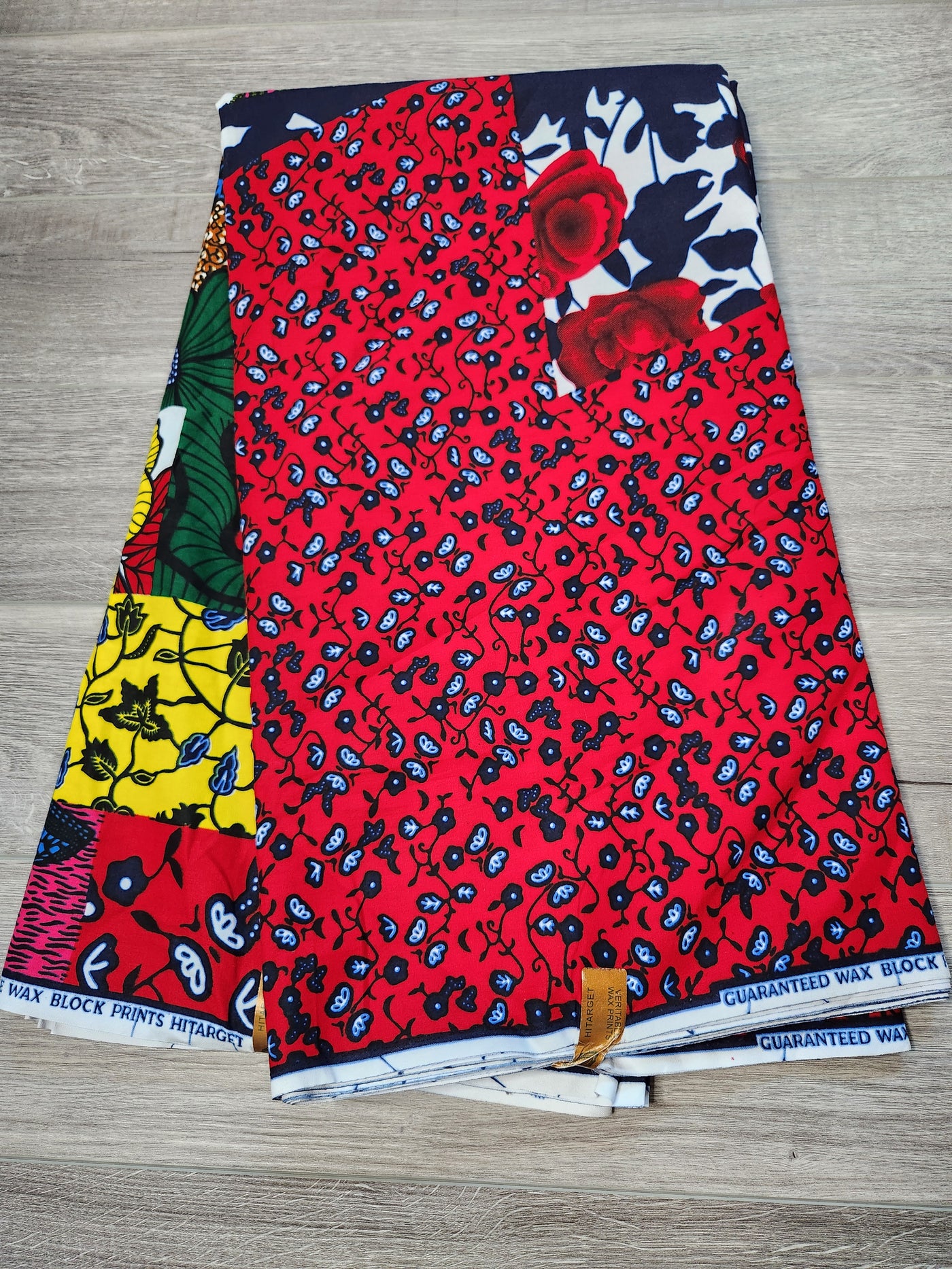 Red Patchwork African Print Fabric, Ankara Fabric