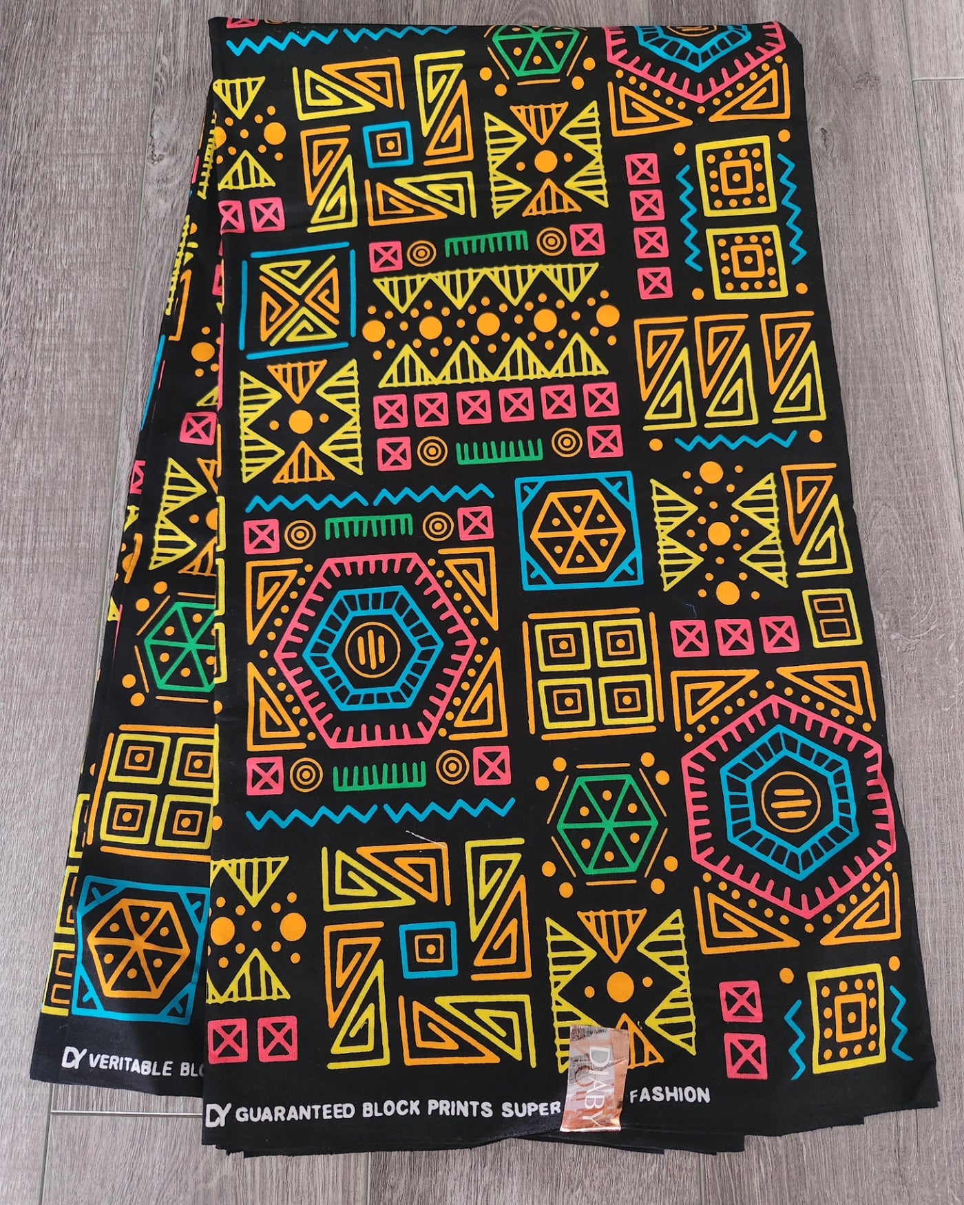 Black Multicolor Tribal African Print Fabric, Ankara Fabric AF7