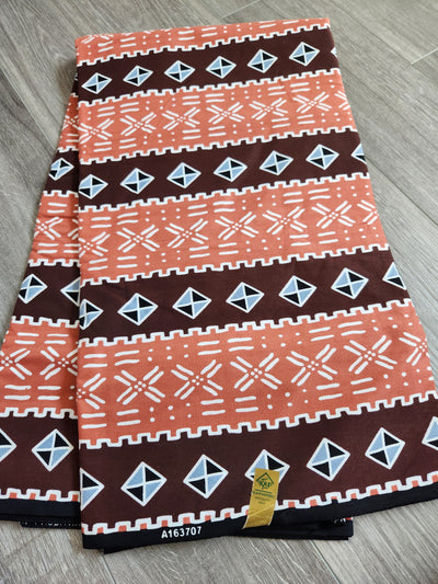 Coral Tribal Ankara Print Fabric