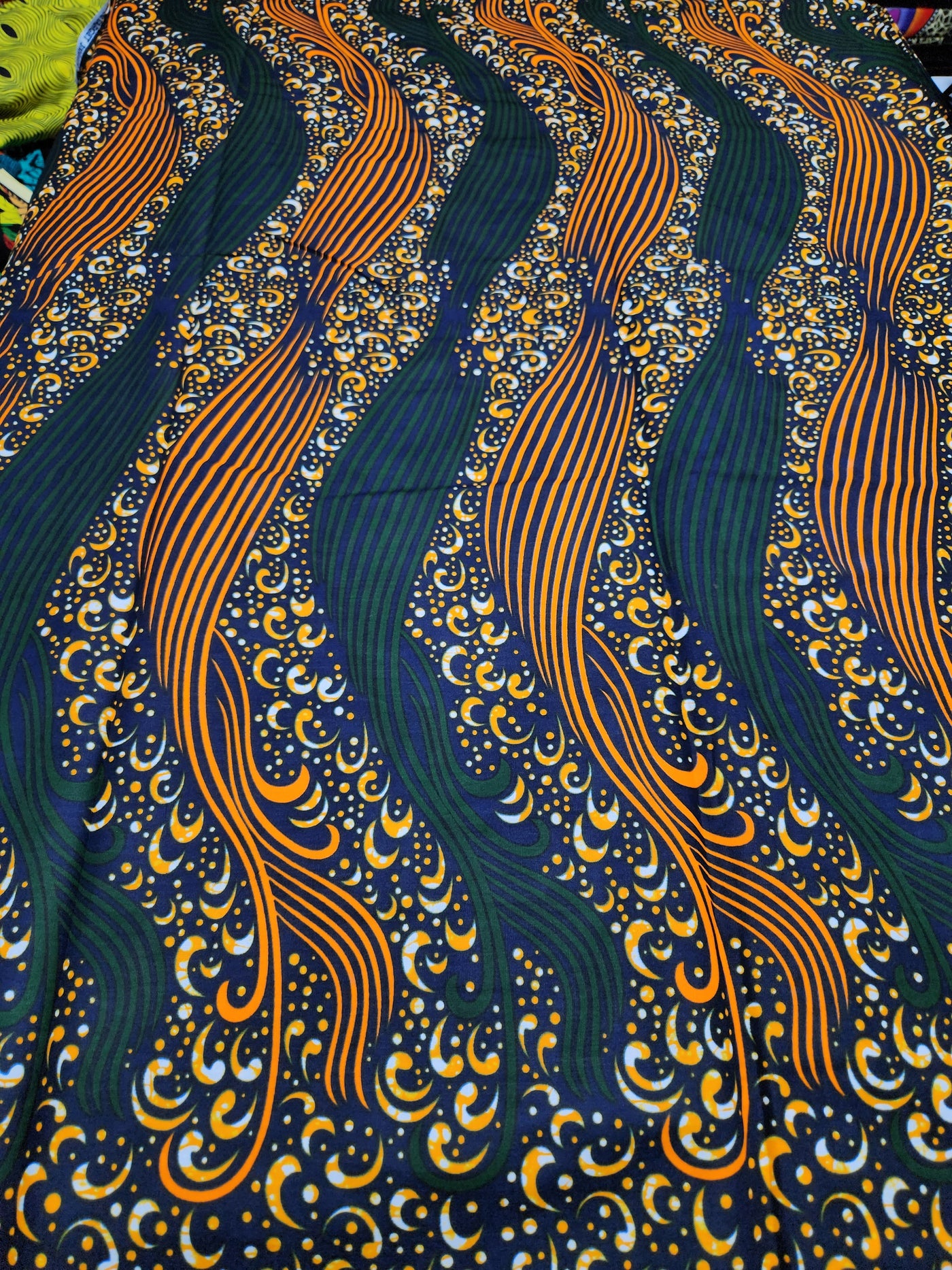 Orange and Green Ankara Print Fabric ACS2200