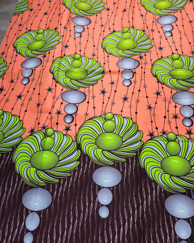 Orange African Print Fabric, Ankara Fabric