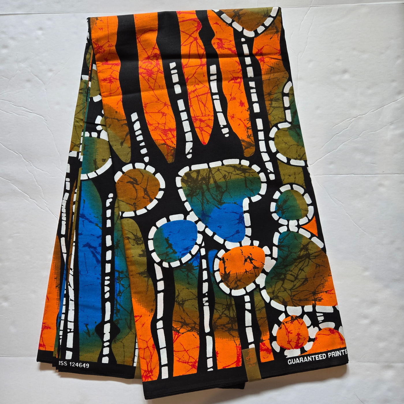 Orange, Blue and Green African Print Fabric, Black Fabric, Pink Fabric Ankara Fabric, AF321