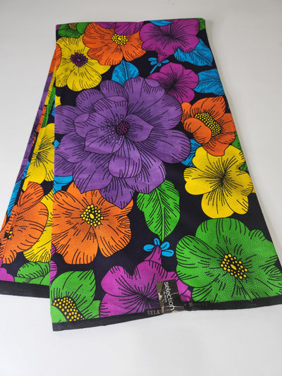 Purple Multicolor Ankara Print Fabric