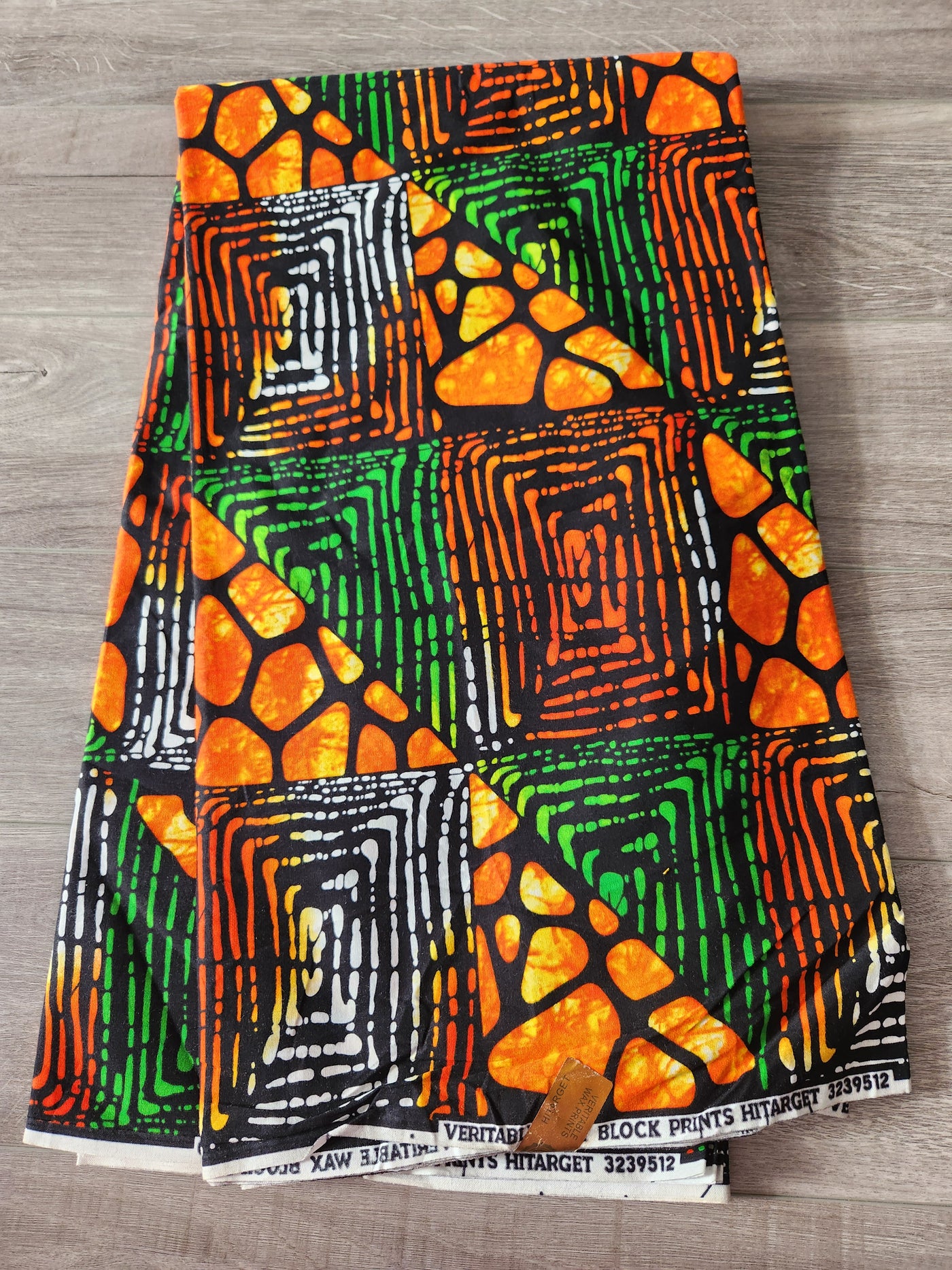 Green and Orange African Print Fabric, Ankara Fabric, AF102