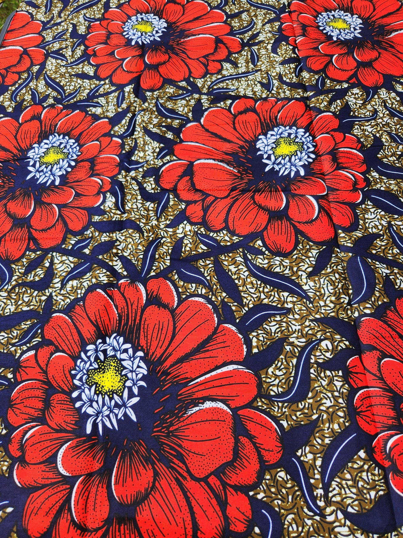 Brown and Orange African Print Fabric, Ankara Fabric, AF157