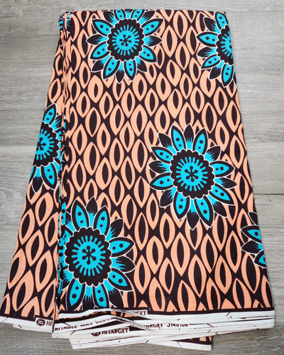 Orange African Print Fabric, Ankara Fabric